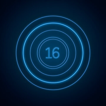 Abstract wireless signal waves radiating in glowing concentric blue rings