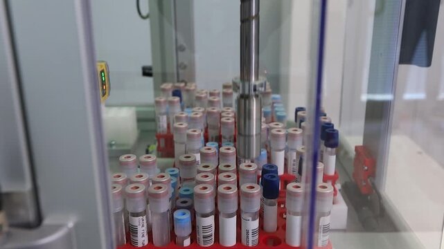 Automatic medical equipment for performing blood tests on blood vials taken from patients