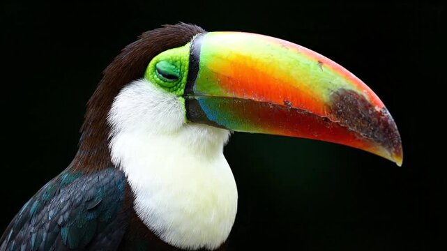Keel-billed Toucan Close-up on Black Background