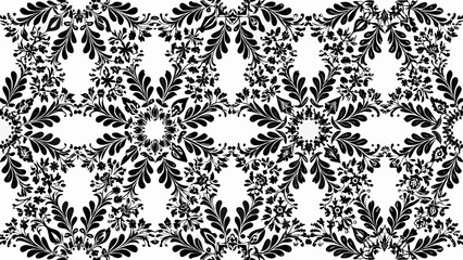 Obraz premium traditional floral ornament in black and white vector style traditional floral ornament black white vector style repeating pattern high contrast botanical design decorative element symmetrical layout