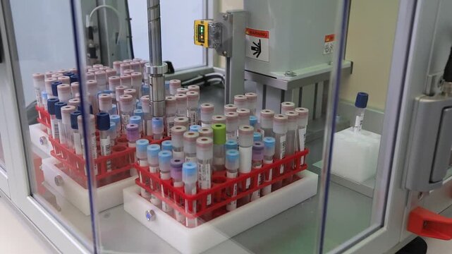 Automatic medical equipment for performing blood tests on blood vials taken from patients
