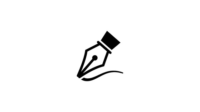 Minimalist Fountain Pen Writing Icon