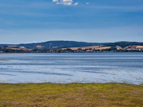 Scenic View Across the Exe Estuary Towards Starcross and Devon Hills from Exmouth, UK