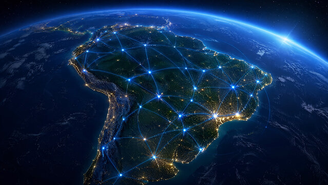Digital connections across South America seen from space at night