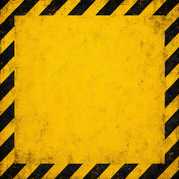 Grungy yellow background with black hazard caution stripes border
