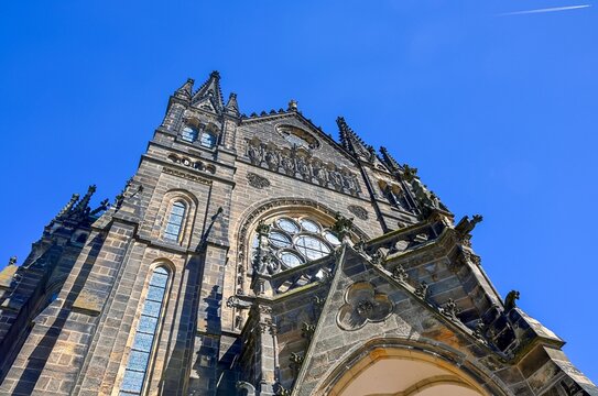 Leipzig, Germany - 25. May 2026: Leipzig's Saint Thomas Church architecture reaching blue sky
