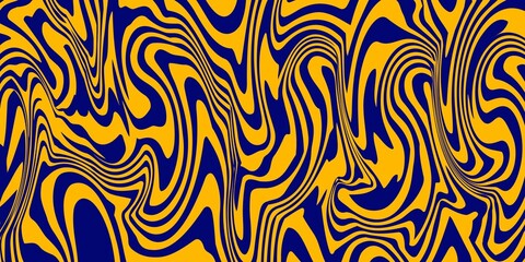 Dark blue abstract background featuring flowing yellow wave lines, creating a seamless blue and yellow pattern with dynamic motion and modern visual energy. High quality image © Dul