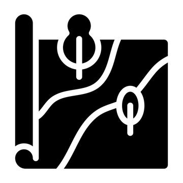 Landscape site plan blueprint icon glyph black style