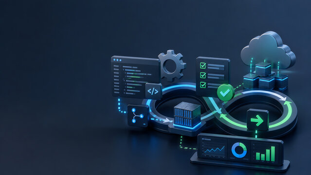 Software development and DevOps automation pipeline concept