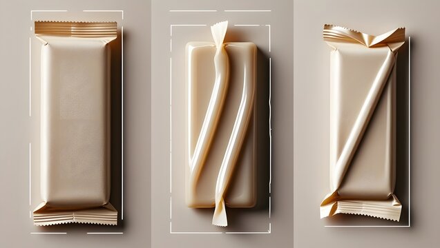 Premium Plain Beige Wrapped Candy in 2x2 Product Photography Collage