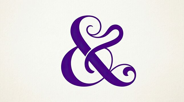 Purple ampersand symbol hand-drawn calligraphy vector illustration for branding and design projects