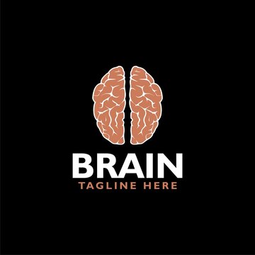 Brain logo icon isolated on black background