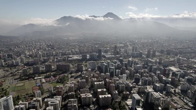 Drone Flight Toward Foothills And Andes Mountains In Santiago De Chile