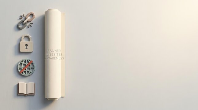 Awareness Campaign, Digital Icons, Modern Workspace, Infographic, Minimalist Design, Top-Down View, Visual Communication