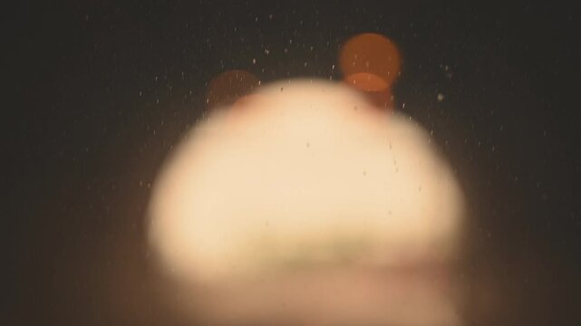 Out of Focus Bokeh Lights Inside a Highway Tunnel