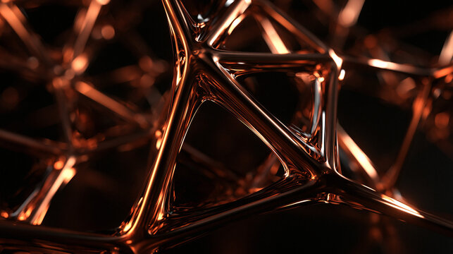 Abstract Metallic Network Structure Representing Technology and Science