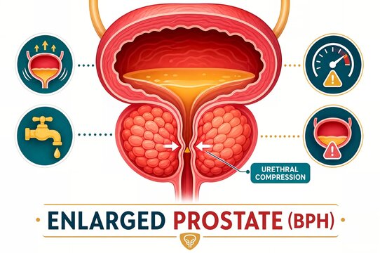 Enlarged prostate bph urinary bladder medical infographic illustration