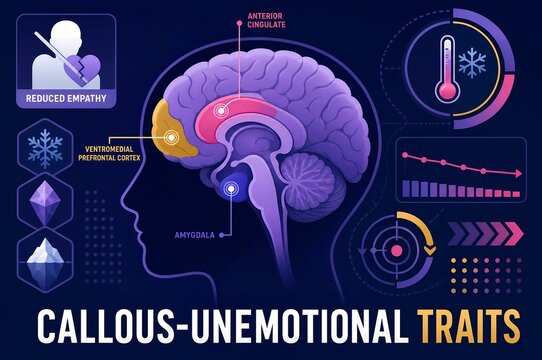 Callous unemotional traits brain psychology medical infographic illustration