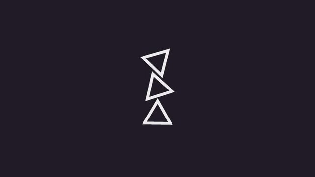 Minimalist Geometric Design Featuring Three Vertically Stacked White Outlined Triangles Against A Dark Background