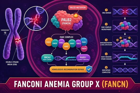 Fanconi anemia group X PALB2 mutation genetic medical infographic