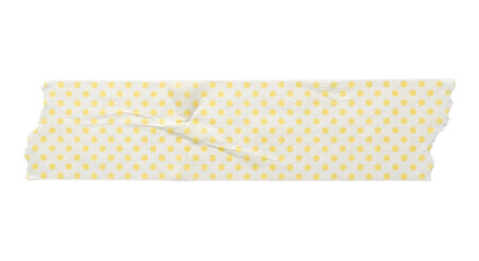 Yellow polka dot paper masking tape strip on transparent background © popploy03