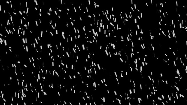 Winter snowfall, snow animation, seamless loop. Isolated snow falling on a transparent background. Realistic snow fall seamless loop animation. Falling snow flakes overlay. Alpha channel