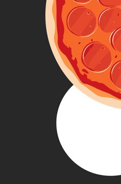 Pepperoni Pizza Top View Italian Fast Food Vector Illustration with Copy Space Isolated on Transparent Background