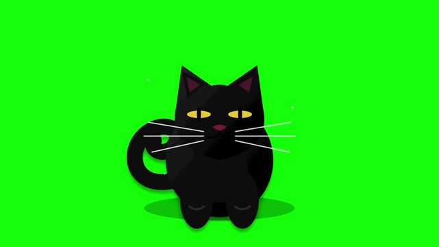 Cat silhouette sits centered on a vibrant green backdrop showing a minimalist and stylized animal art.