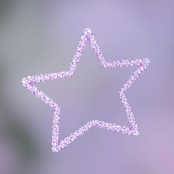 Soft lavender glitter forms a delicate, dreamy star shape, ethereal, whimsical