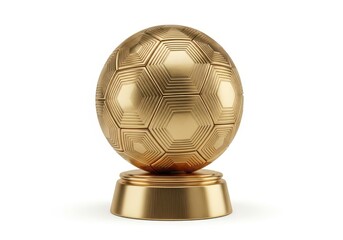 Obraz premium Golden Soccer Ball Trophy Isolated on White Background - 3D Rendered Football Award for Champions and Sports Achievement