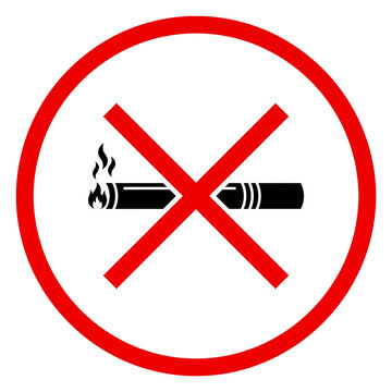 Cigarette icon with red cross