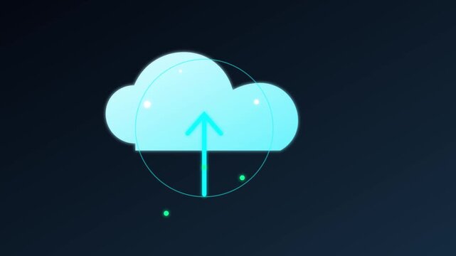 Cloud computing symbol represents a secure server connection for digital data storage and transfer.
