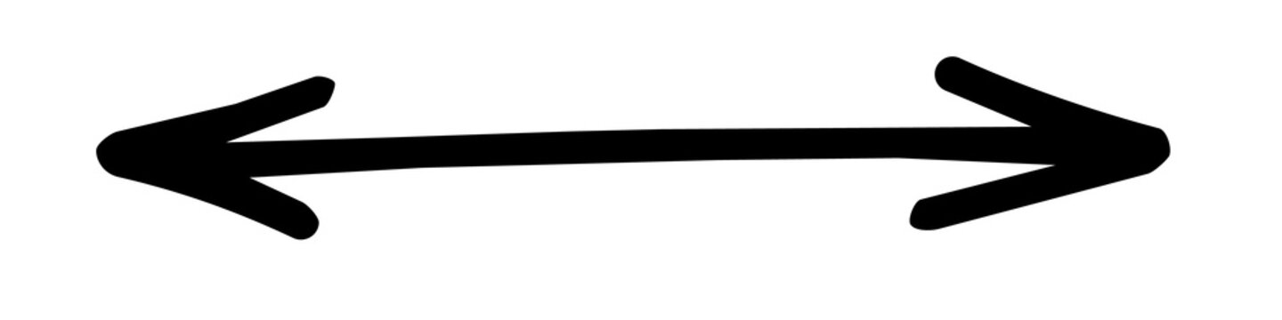 Black doubleheaded arrow symbol isolated on transparent background