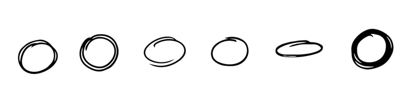 Set of hand drawn circles, sketch scribble circles, vector illustration isolated on transparent background