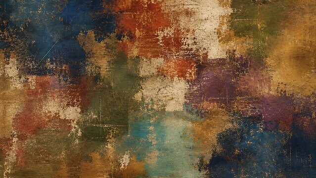 Abstract oil painting background with rich earth tones and textured brushstrokes in a modern artistic style