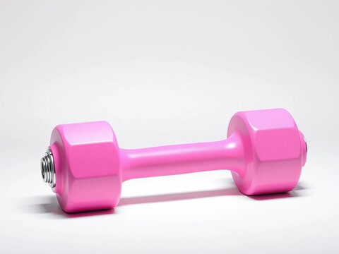 Pink dumbbell isolated on white background for fitness weight training and exercise activities featuring stylish design and modern aesthetics, Contemporary, Clean