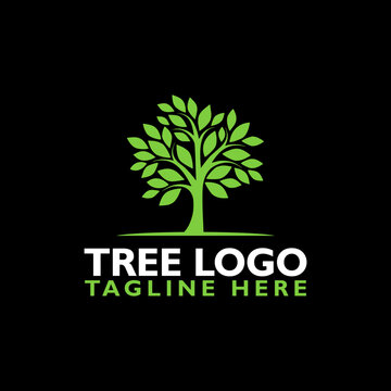 Tree logo icon isolated on black background