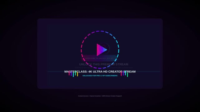 Neon Digital Subscription Paywall Interface Animation for Premium Video Streaming Content Access