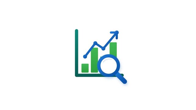 Animated green bar chart representing financial growth on minimalist white background video