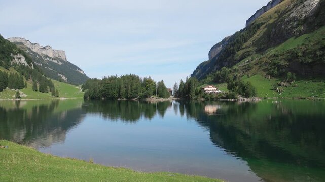 Picturesque Seealpsee Lake, Switzerland Reflecting Appenzell Alps Scenery