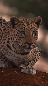 Predator leopard focused in nature