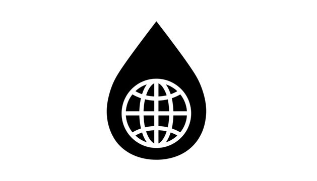 Global water scarcity concept drop icon with earth globe symbol, environment
