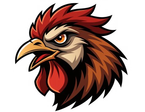 aggressive rooster head mascot vector illustration