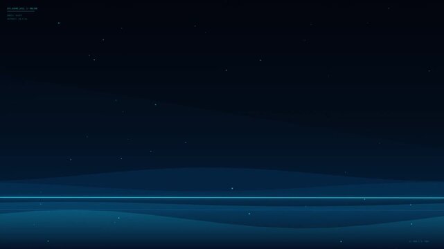 Minimal dark navy blue background with starry night sky and subtle horizon waves