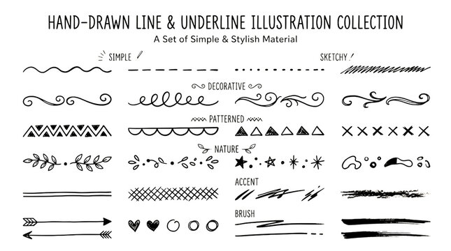 Versatile Hand-Drawn Artistic Line Art Collection for Creative Designs