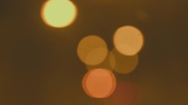 Out of Focus Bokeh Lights Inside a Highway Tunnel