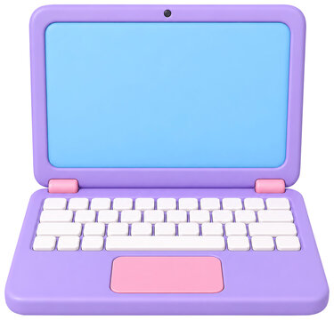 A cute 3D open laptop computer