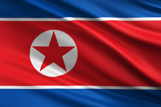 Waving national flag of North Korea background