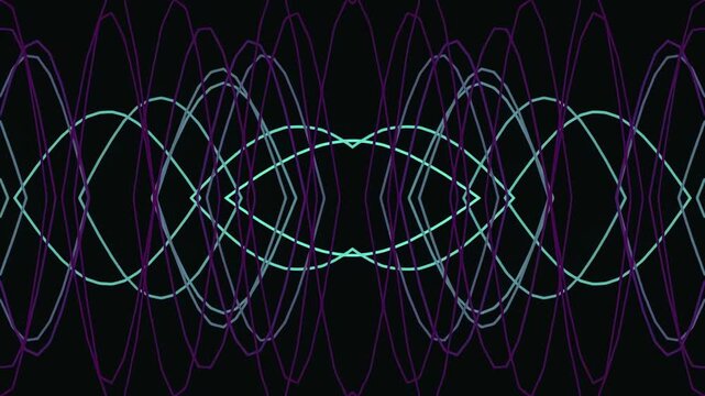 Abstract geometric wave pattern with symmetrical design on dark background