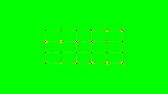 Sprite sheet featuring a repeating circular sun animation on green screen